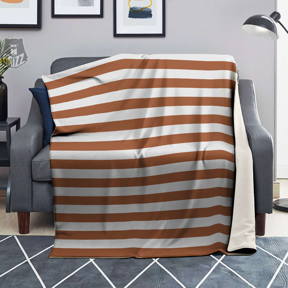 Bronze Color Striped Print Blanket-grizzshop