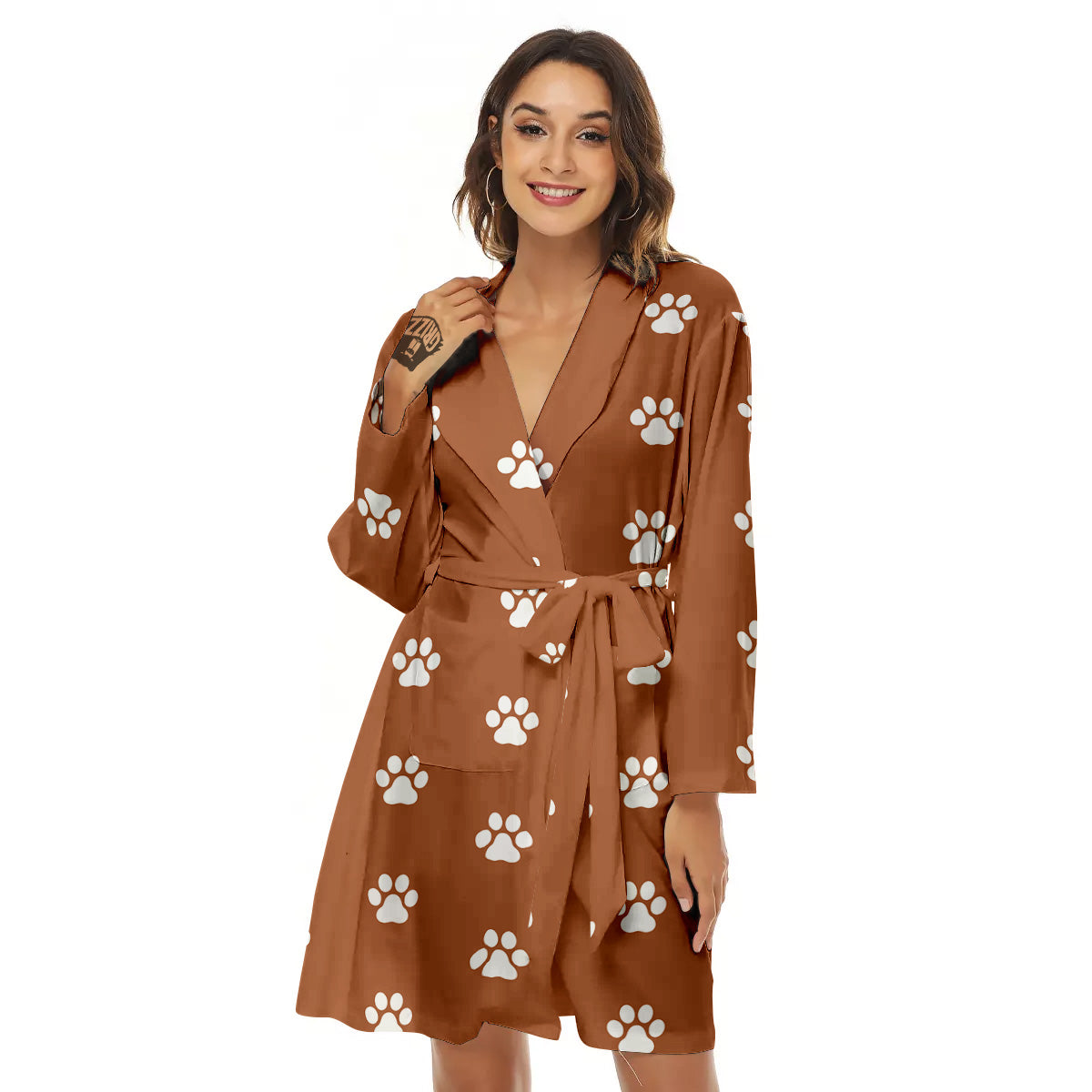 Bronze Paw Print Women's Robe-grizzshop