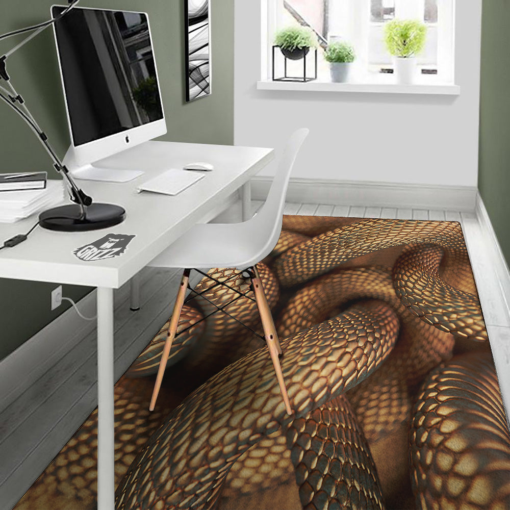 Bronze Snake Print Floor Mat-grizzshop