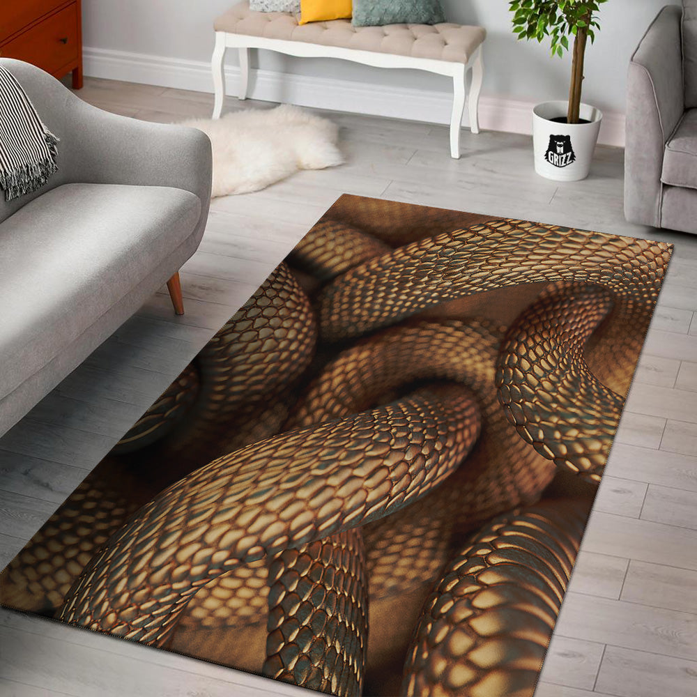 Bronze Snake Print Floor Mat-grizzshop