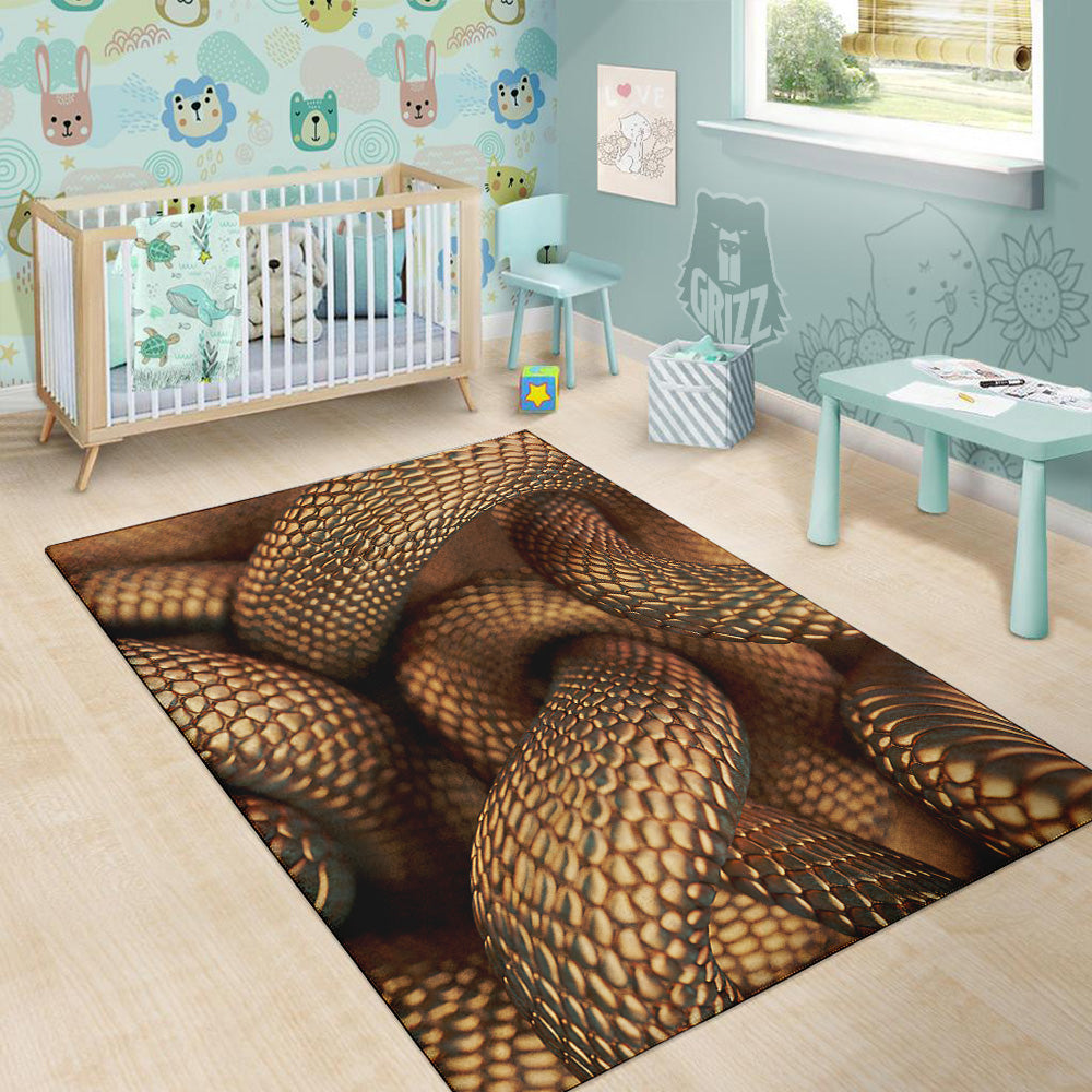 Bronze Snake Print Floor Mat-grizzshop