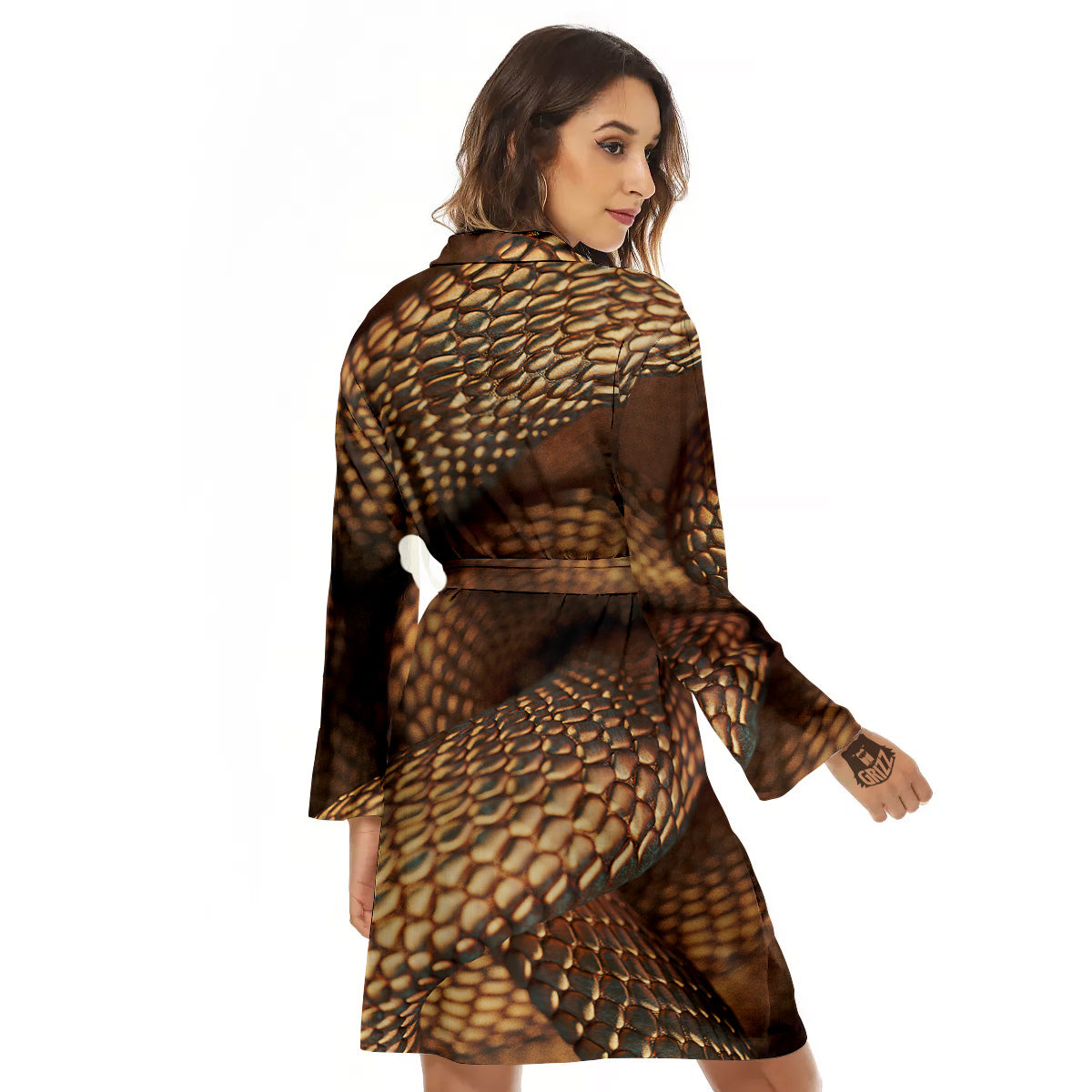 Bronze Snake Print Women's Robe-grizzshop