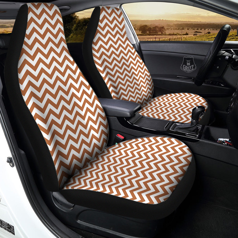 Bronze Zigzag Print Pattern Car Seat Covers-grizzshop