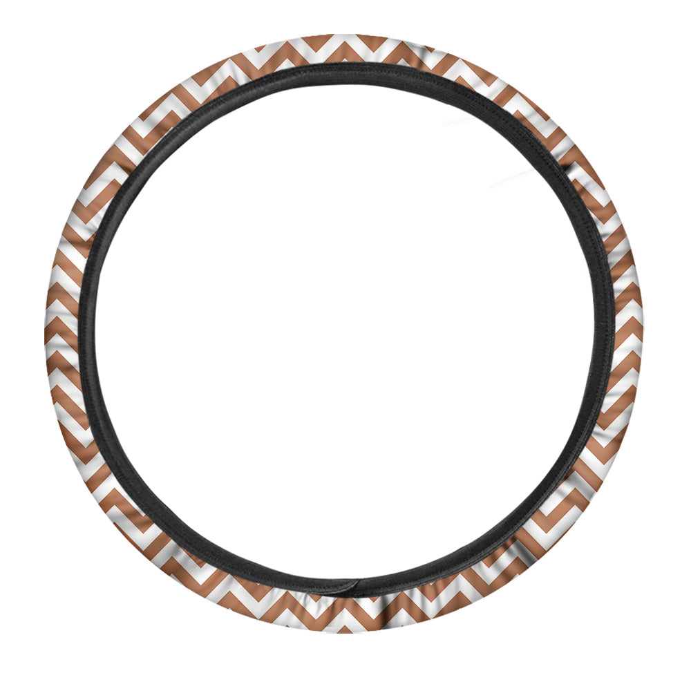 Bronze Zigzag Print Pattern Car Steering Wheel Cover-grizzshop