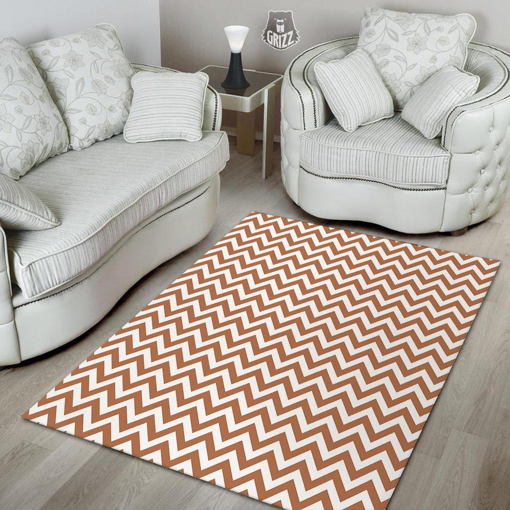 Bronze Zigzag Print Pattern Floor Mat-grizzshop