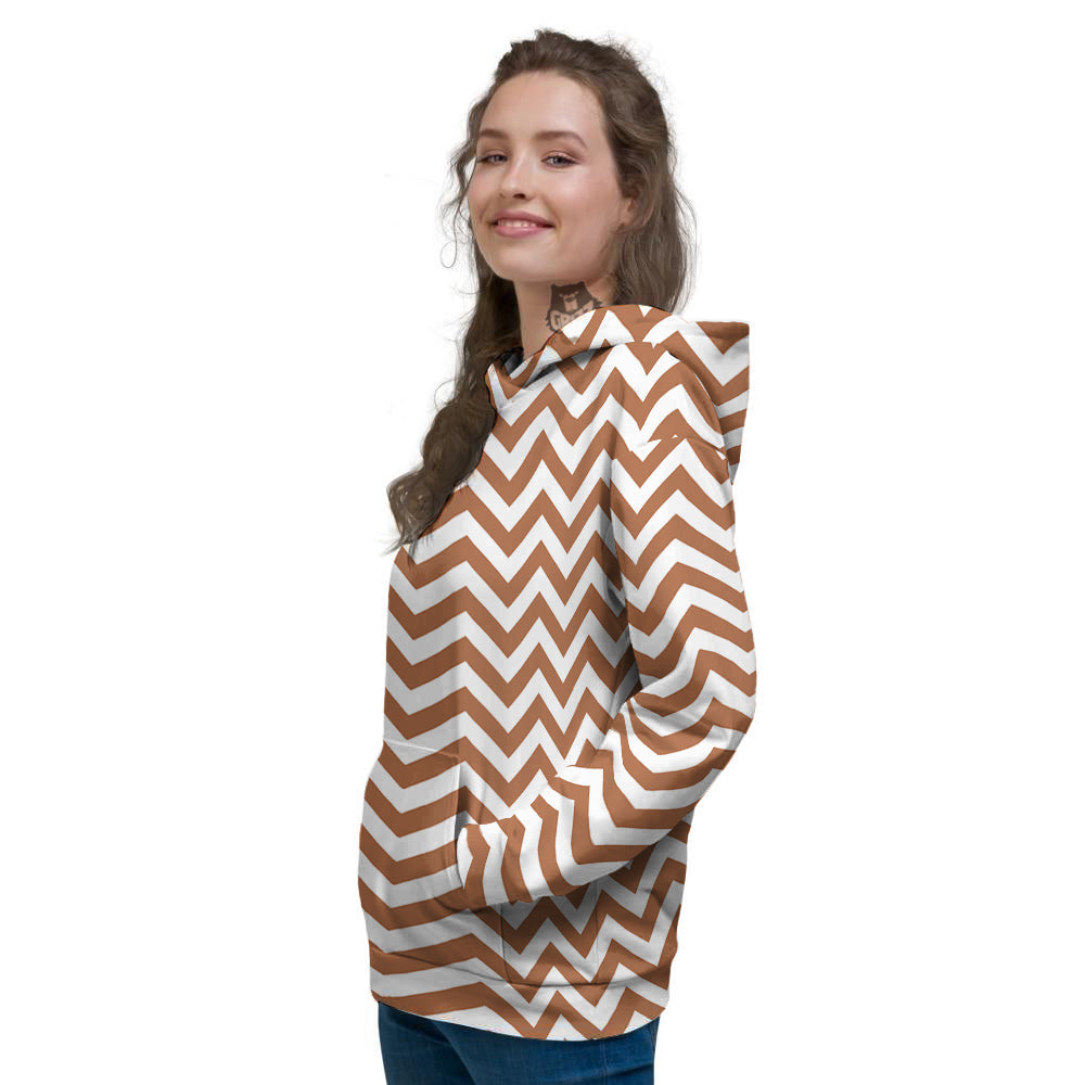 Bronze Zigzag Print Pattern Women's Hoodie-grizzshop