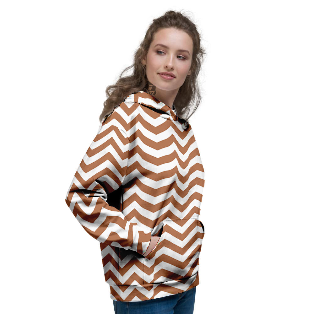 Bronze Zigzag Print Pattern Women's Hoodie-grizzshop