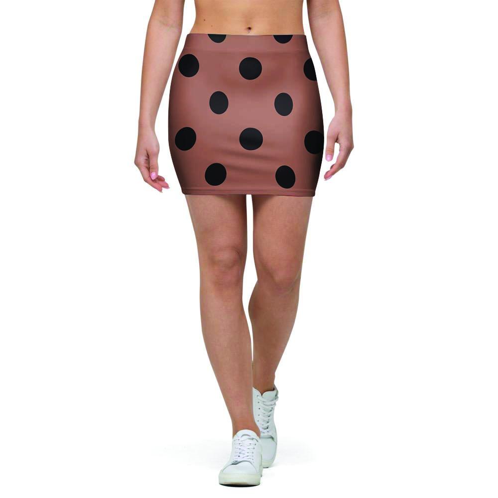 Brown And Black Polka Dot Mini Skirt-grizzshop