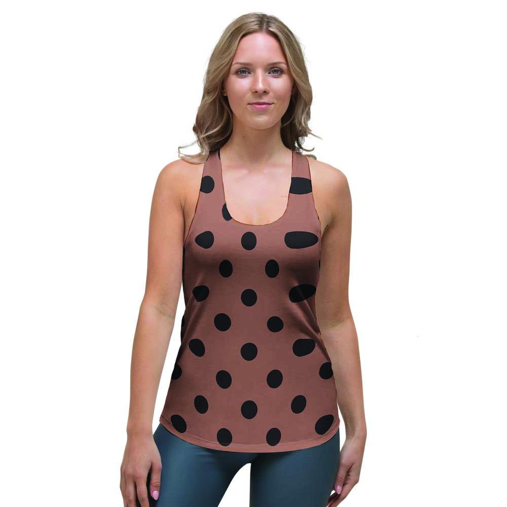 Brown And Black Polka Dot Women's Racerback Tank Top-grizzshop