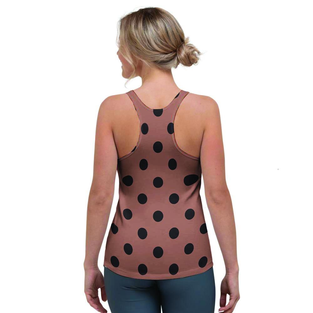 Brown And Black Polka Dot Women's Racerback Tank Top-grizzshop