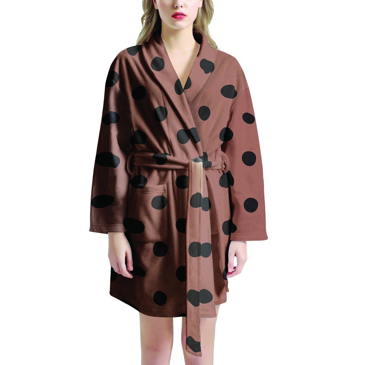 Brown And Black Polka Dot Women's Robe-grizzshop