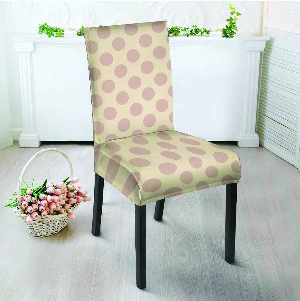 Brown And Cream Polka Dot Chair Cover-grizzshop