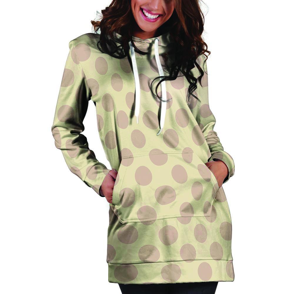Brown And Cream Polka Dot Hoodie Dress-grizzshop
