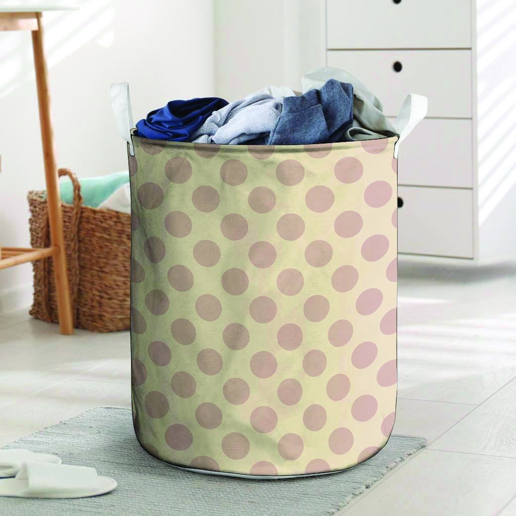 Brown And Cream Polka Dot Laundry Basket-grizzshop