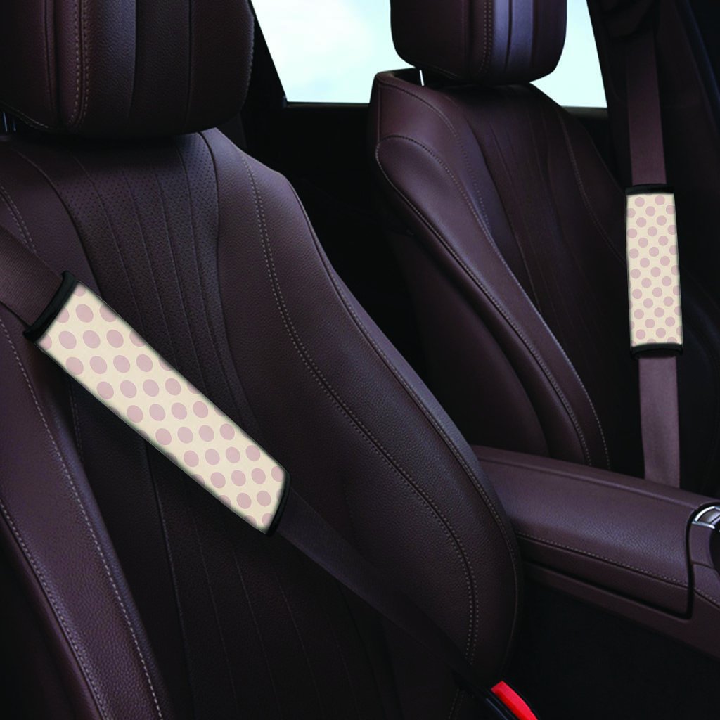Brown And Cream Polka Dot Seat Belt Cover-grizzshop