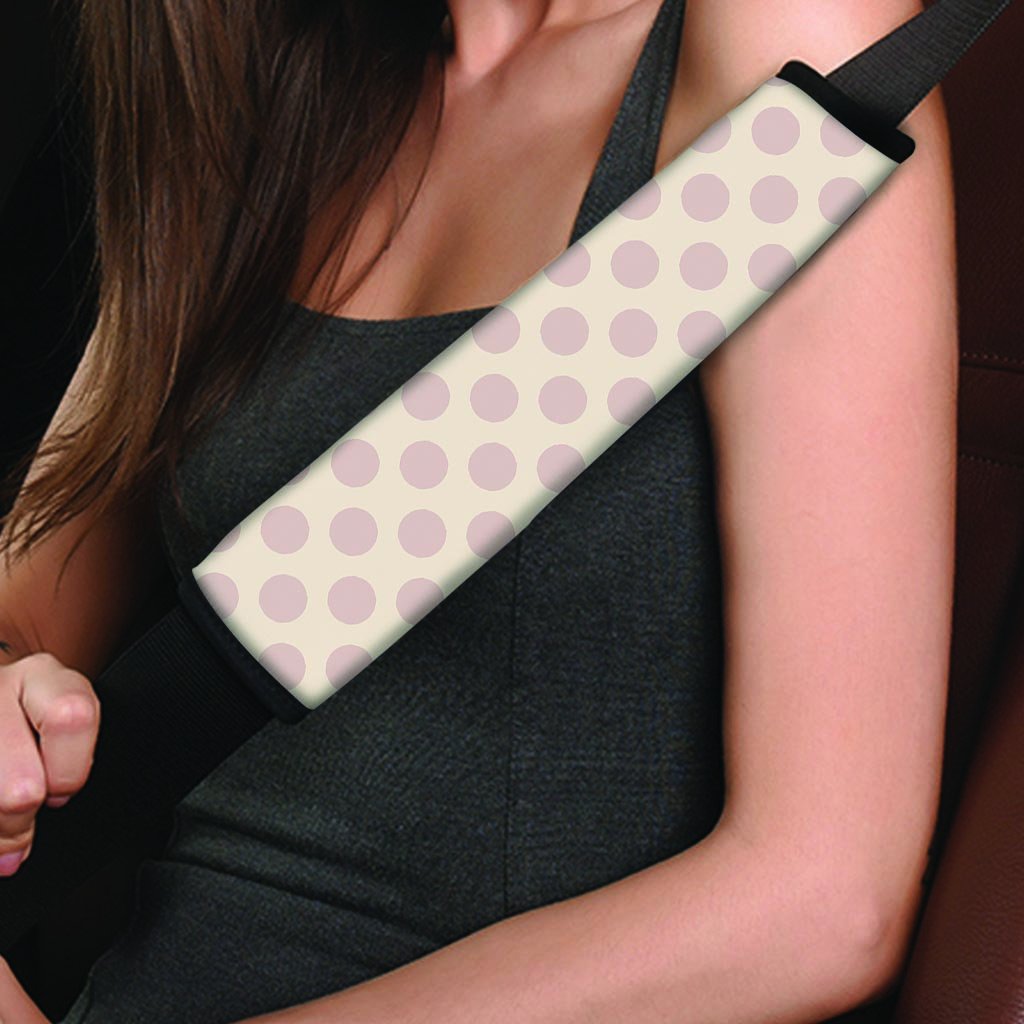 Brown And Cream Polka Dot Seat Belt Cover-grizzshop