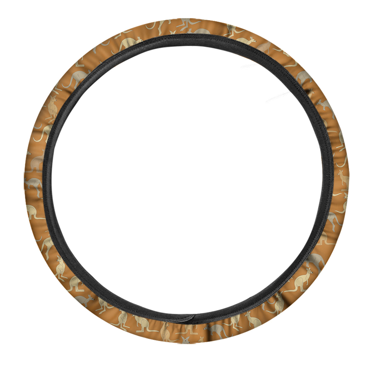 Brown And Grey Kangaroo Print Pattern Car Steering Wheel Cover-grizzshop