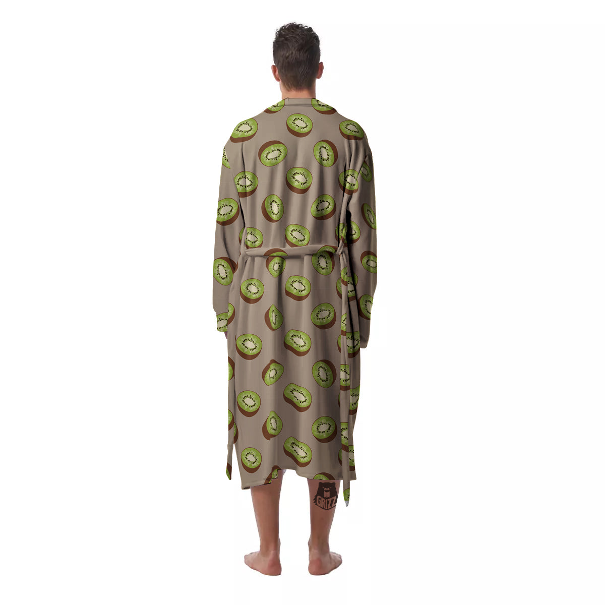 Brown And Kiwi Print Pattern Men's Robe-grizzshop