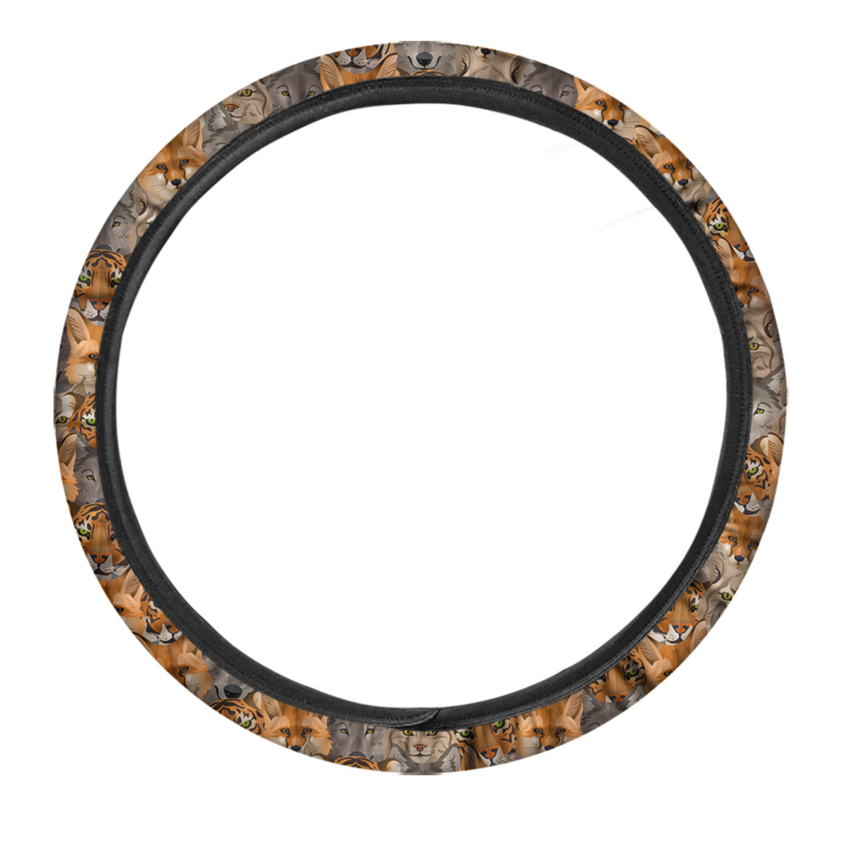 Brown And Orange Wild Animals Print Pattern Car Steering Wheel Cover-grizzshop