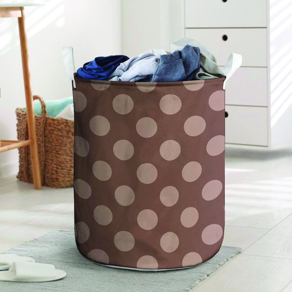 Brown And Tan Polka Dot Laundry Basket-grizzshop