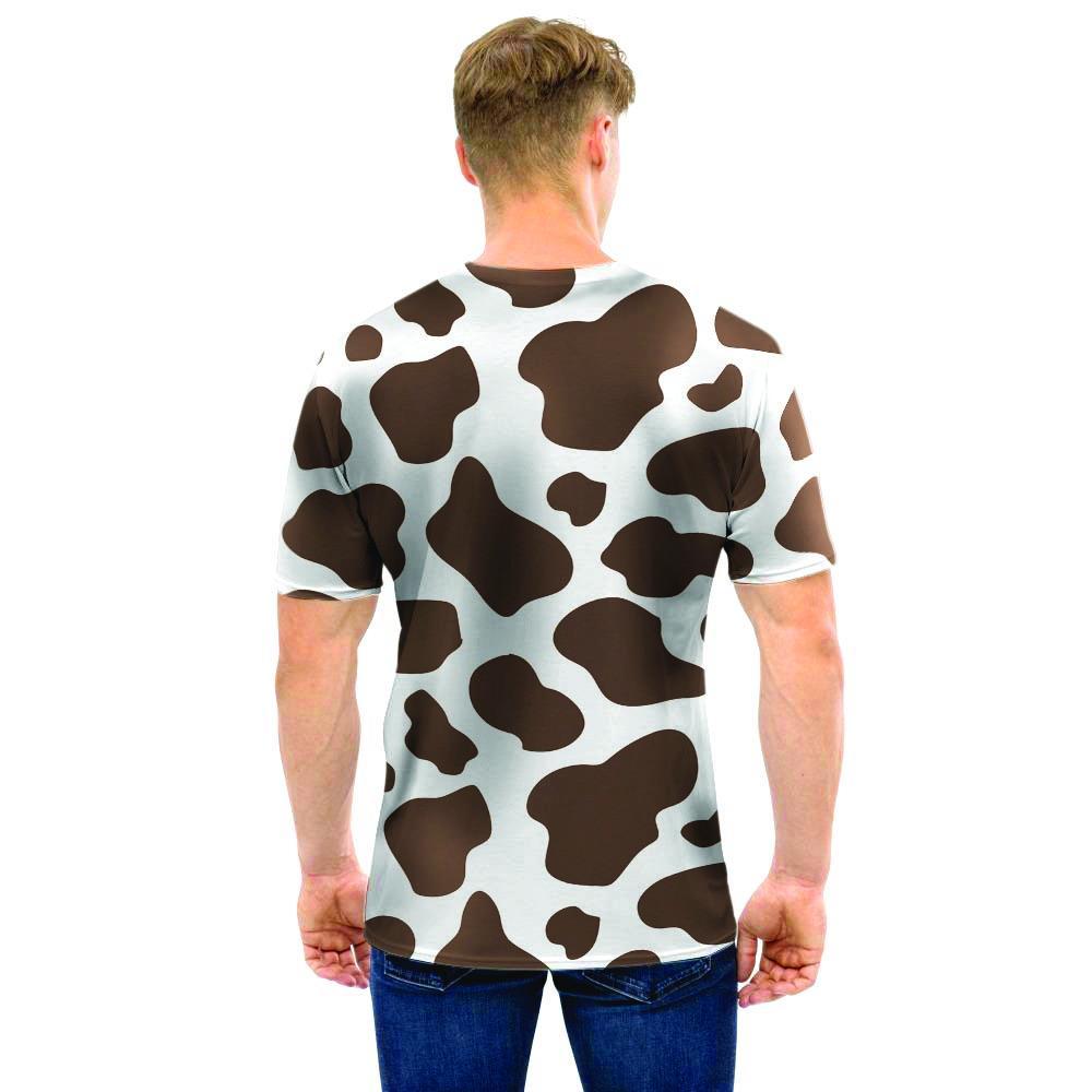 Brown And White Cow Print Men T Shirt-grizzshop