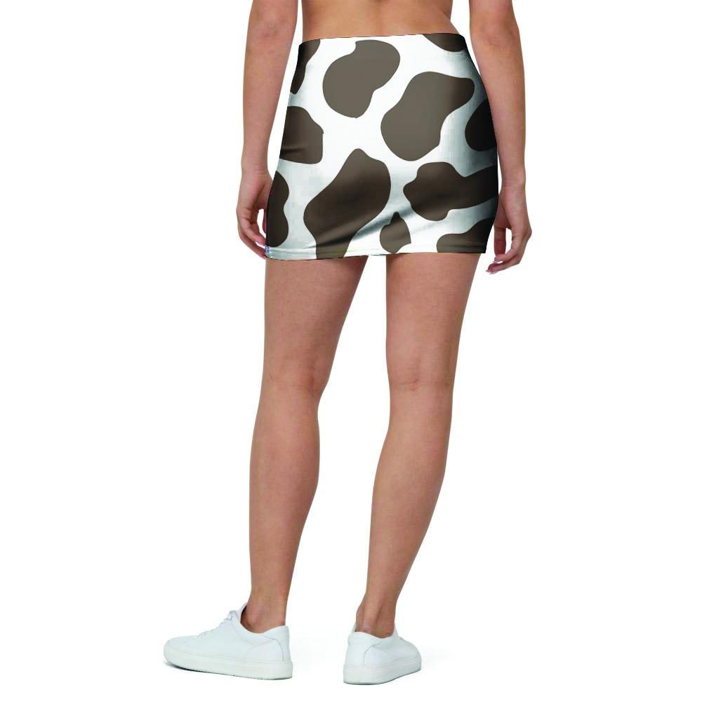 Brown And White Cow Print Mini Skirt-grizzshop