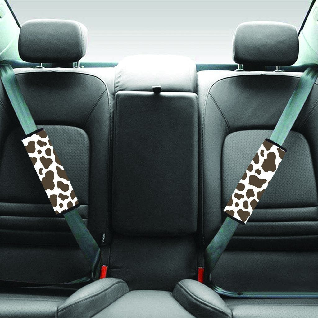 Brown And White Cow Print Seat Belt Cover-grizzshop