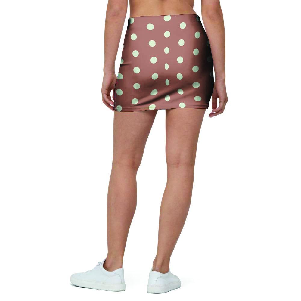 Brown And White Polka Dot Mini Skirt-grizzshop