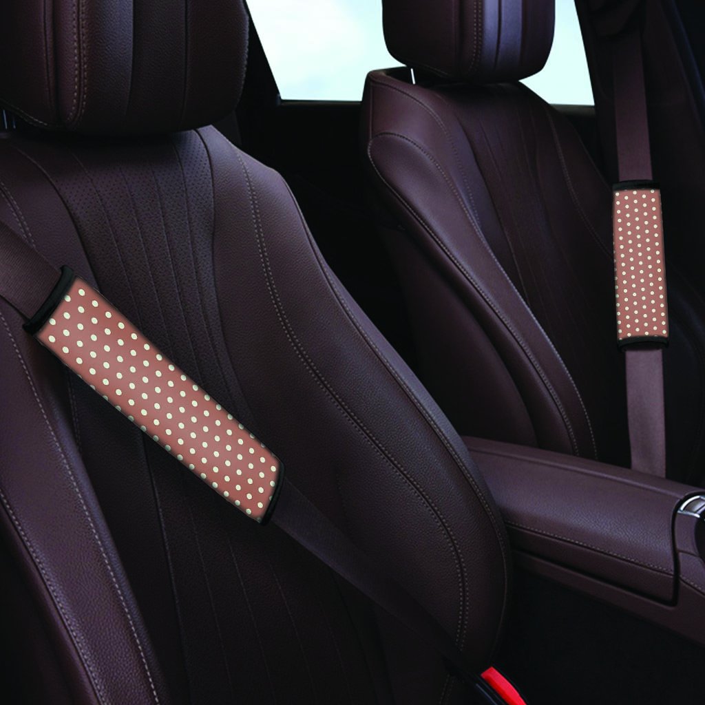 Brown And White Polka Dot Seat Belt Cover-grizzshop