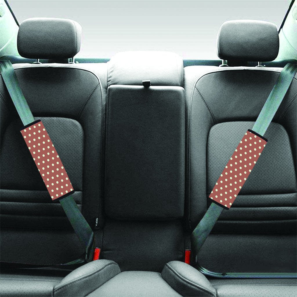 Brown And White Polka Dot Seat Belt Cover-grizzshop