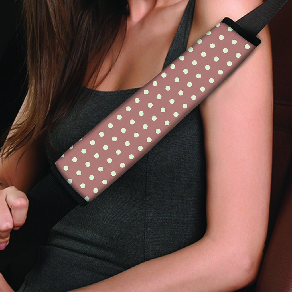 Brown And White Polka Dot Seat Belt Cover-grizzshop