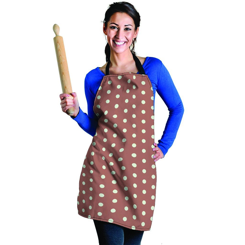 Brown And White Polka Dot Women's Apron-grizzshop