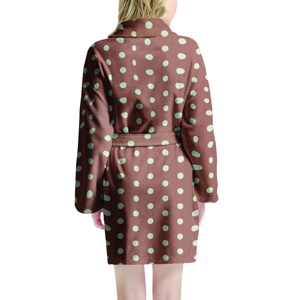 Brown And White Polka Dot Women's Robe-grizzshop