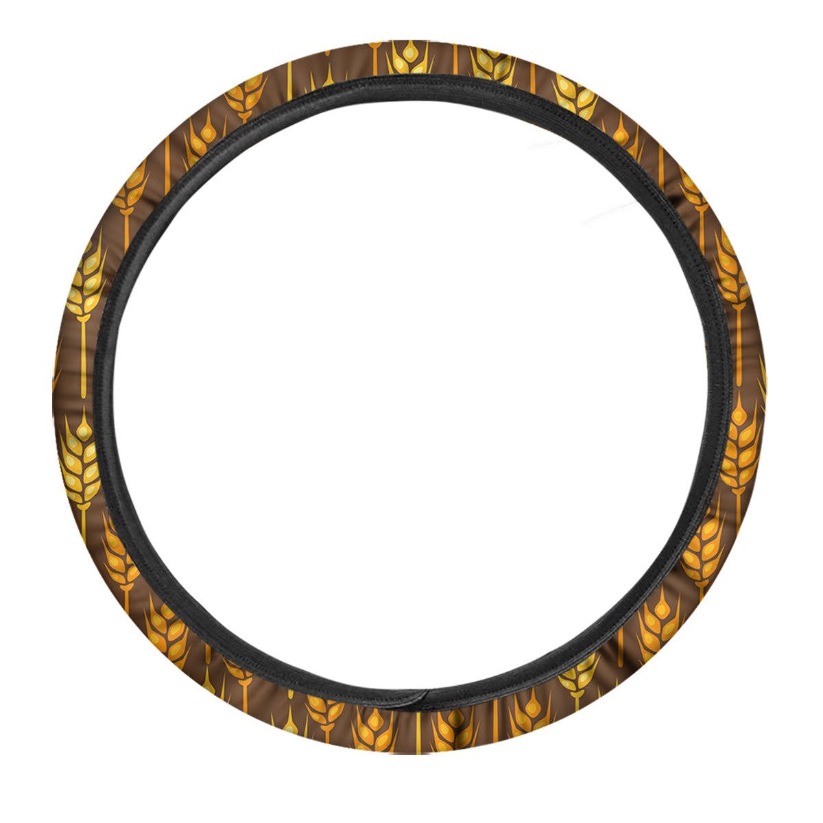 Brown And Yellow Wheat Print Pattern Car Steering Wheel Cover-grizzshop