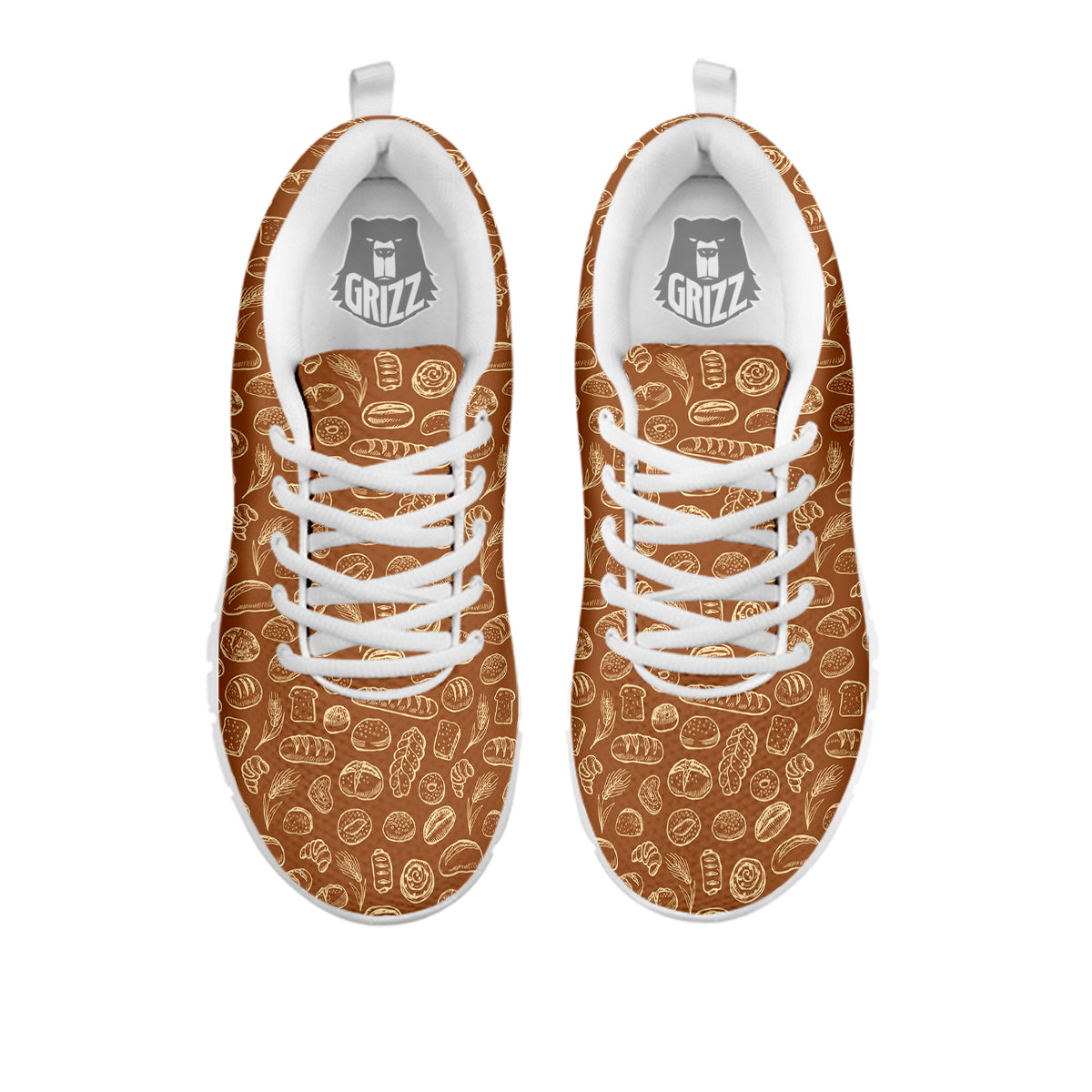 Brown Bakery Beige Print Pattern White Sneaker-grizzshop
