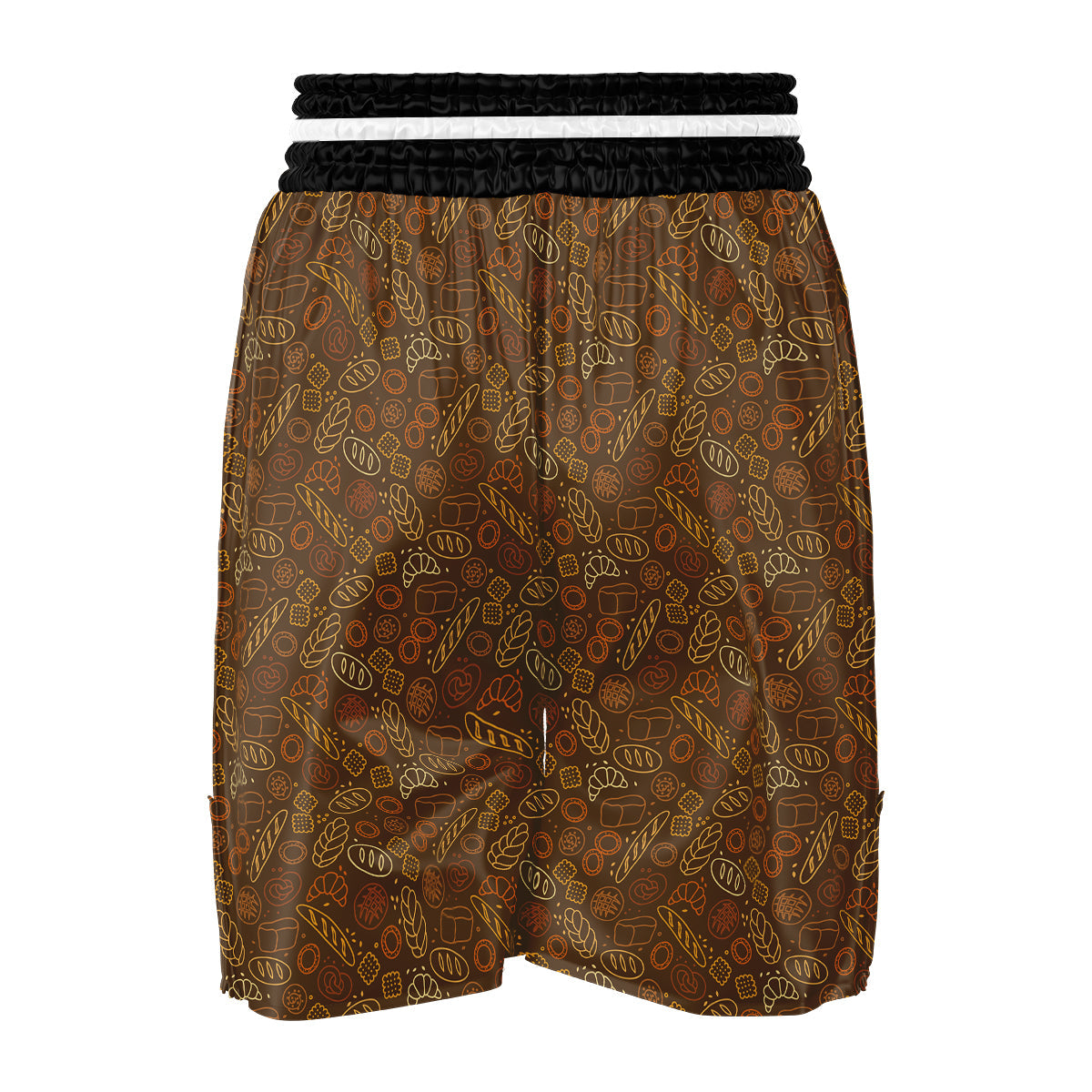 Brown Bakery Print Pattern Boxing Shorts-grizzshop