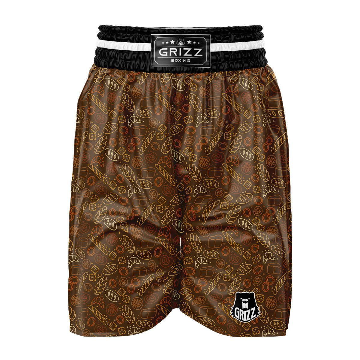 Brown Bakery Print Pattern Boxing Shorts-grizzshop