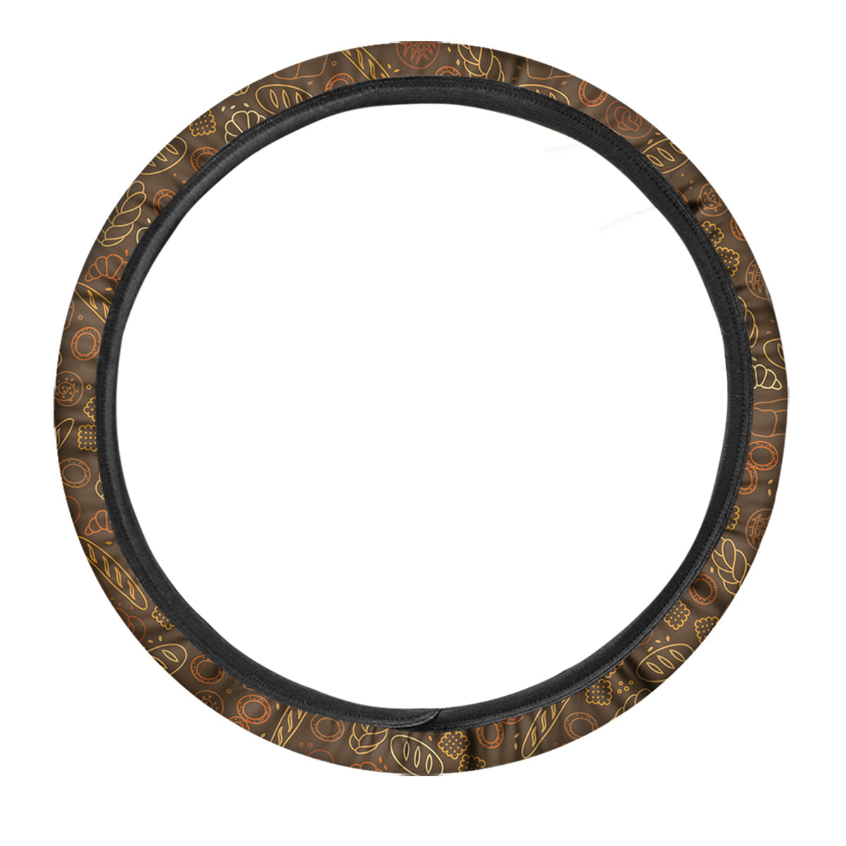Brown Bakery Print Pattern Car Steering Wheel Cover-grizzshop