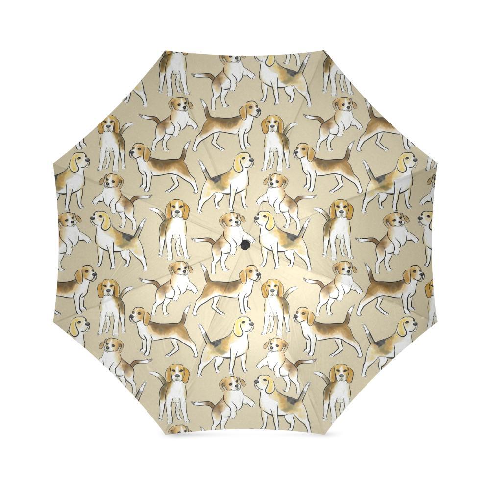 Brown Beagle Paw Pattern Print Foldable Umbrella-grizzshop