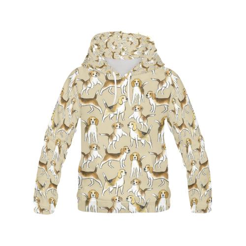 Brown Beagle Paw Pattern Print Women Pullover Hoodie-grizzshop