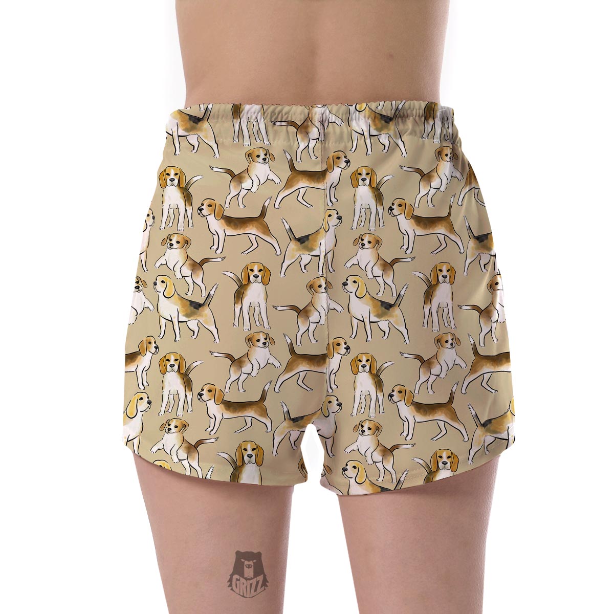 Brown Beagle Paw Pattern Print Women's Shorts-grizzshop