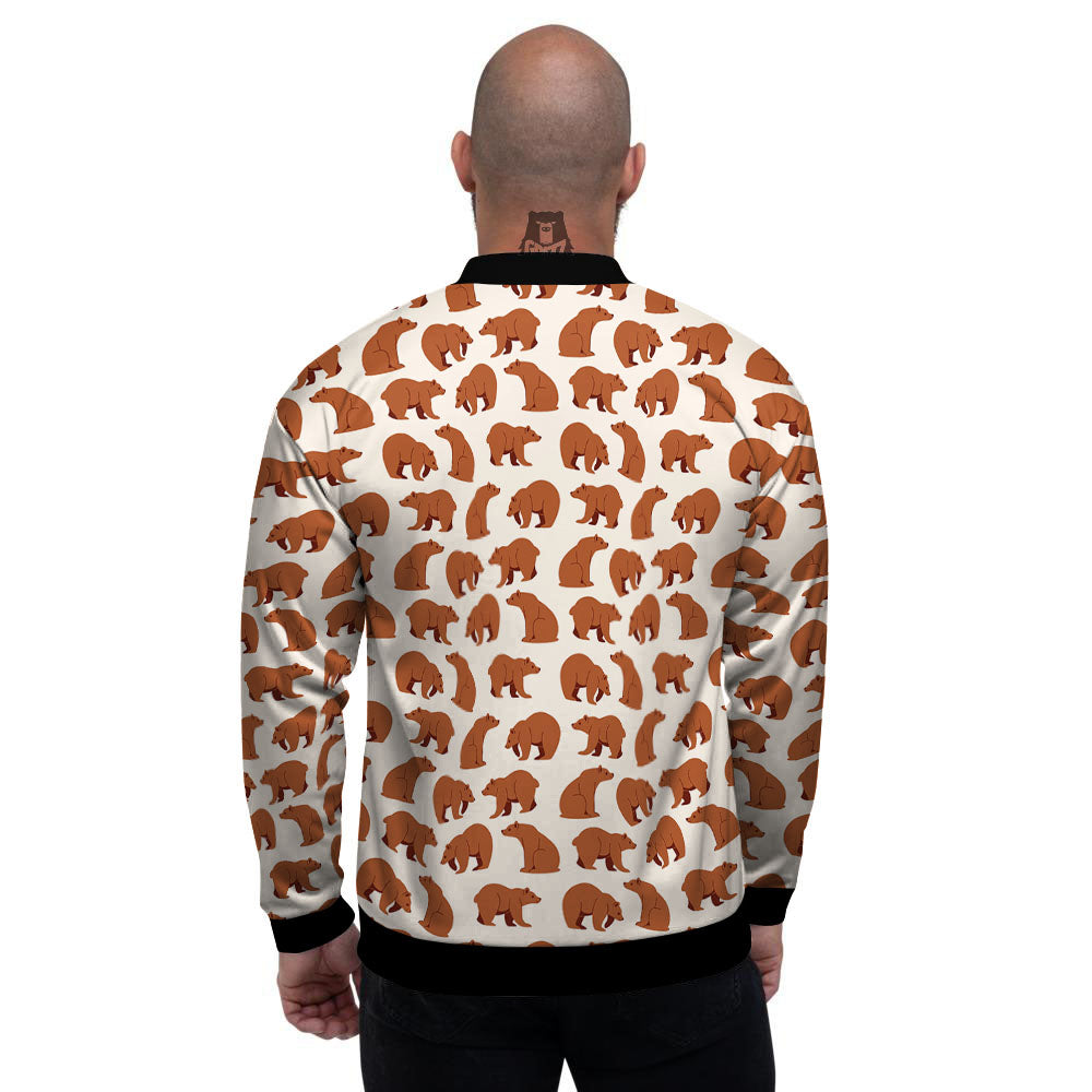 Brown Bear Cute Print Pattern Men's Bomber Jacket-grizzshop