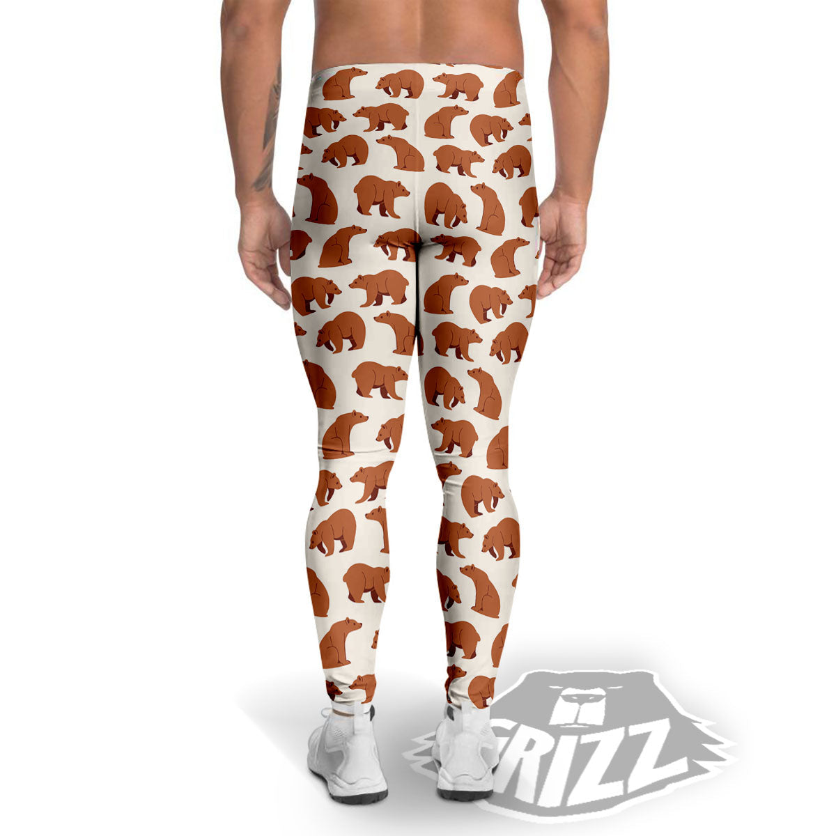 Brown Bear Cute Print Pattern Men's Leggings-grizzshop