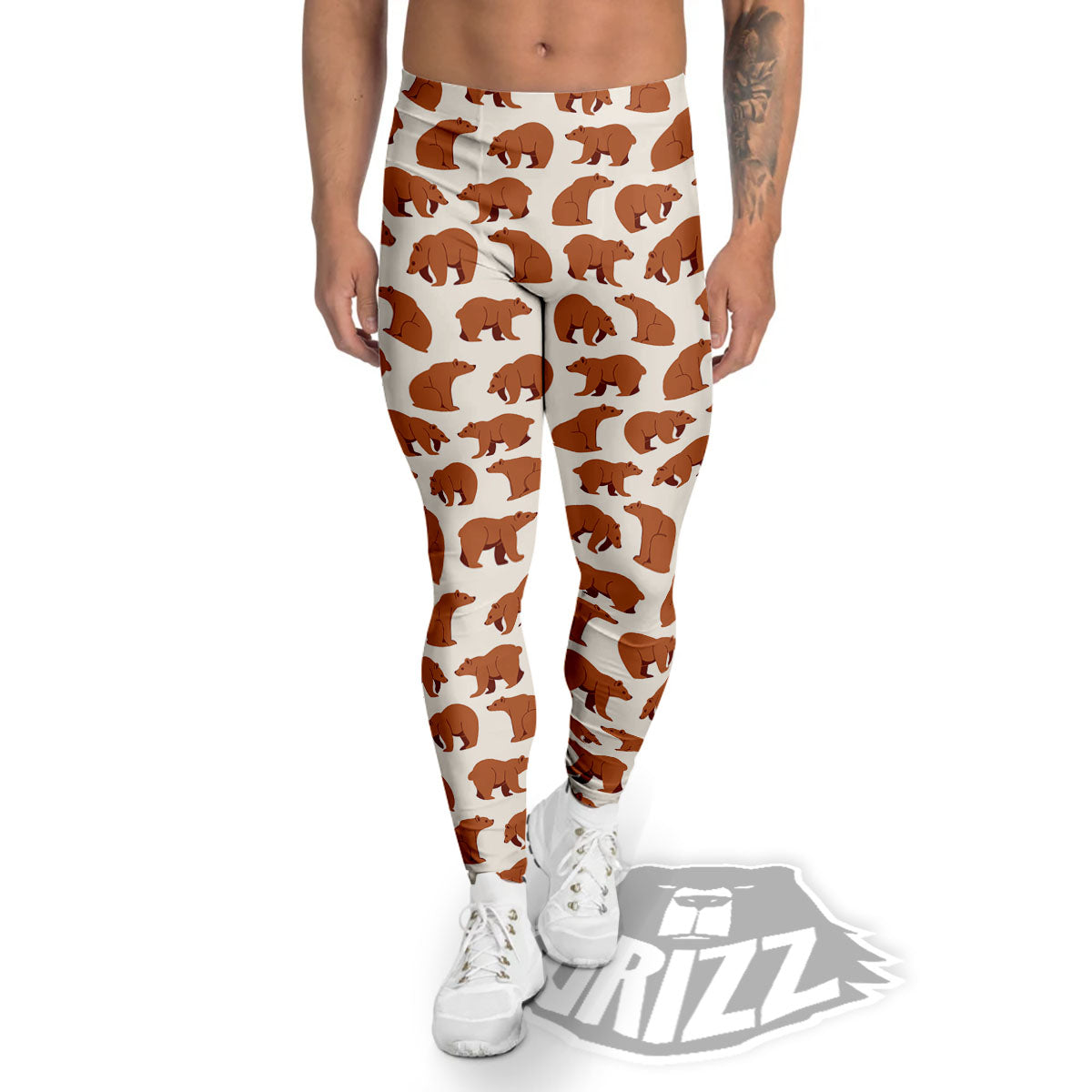 Brown Bear Cute Print Pattern Men's Leggings-grizzshop