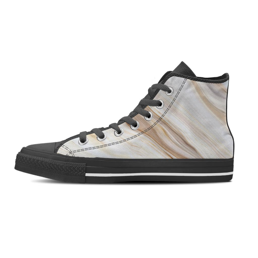 Brown Beige Marble Women's High Top Shoes-grizzshop