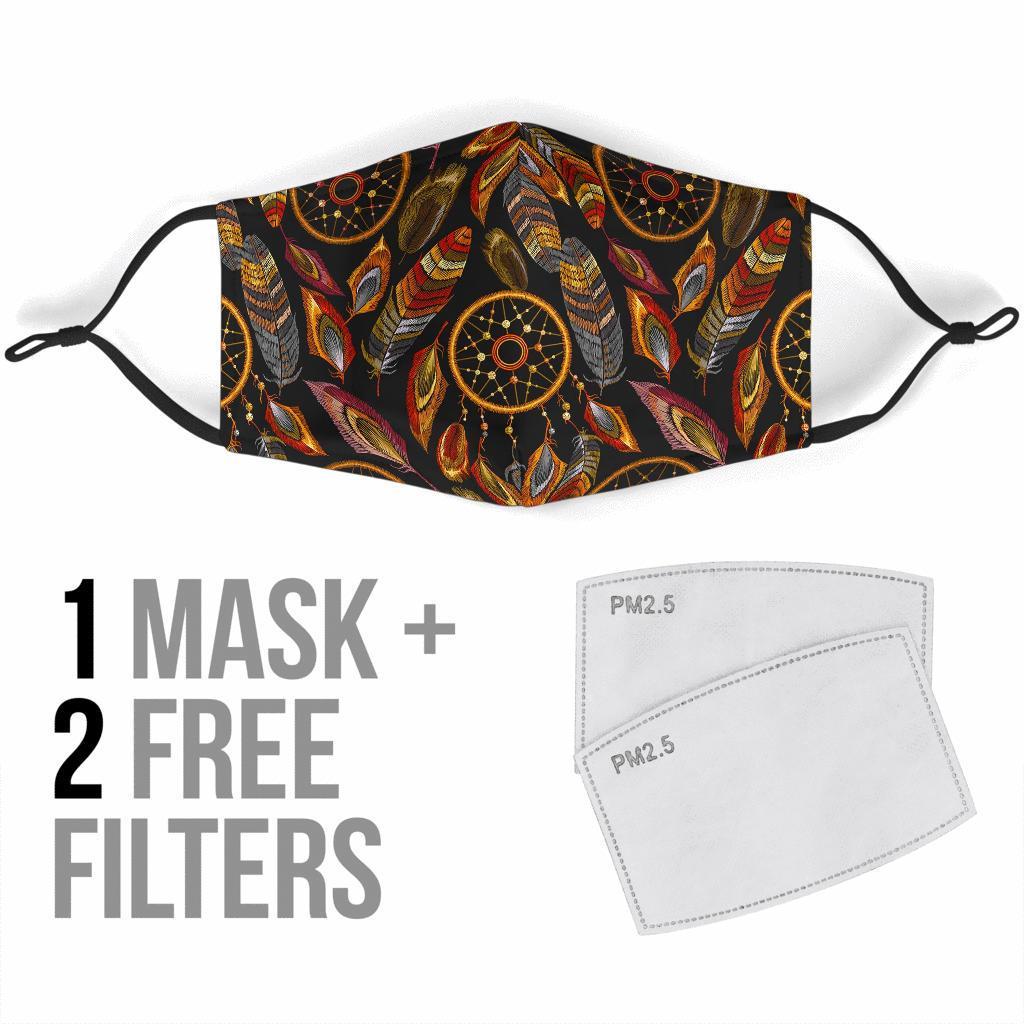 Brown Boho Peacock Dream Catcher Feather Face Mask-grizzshop