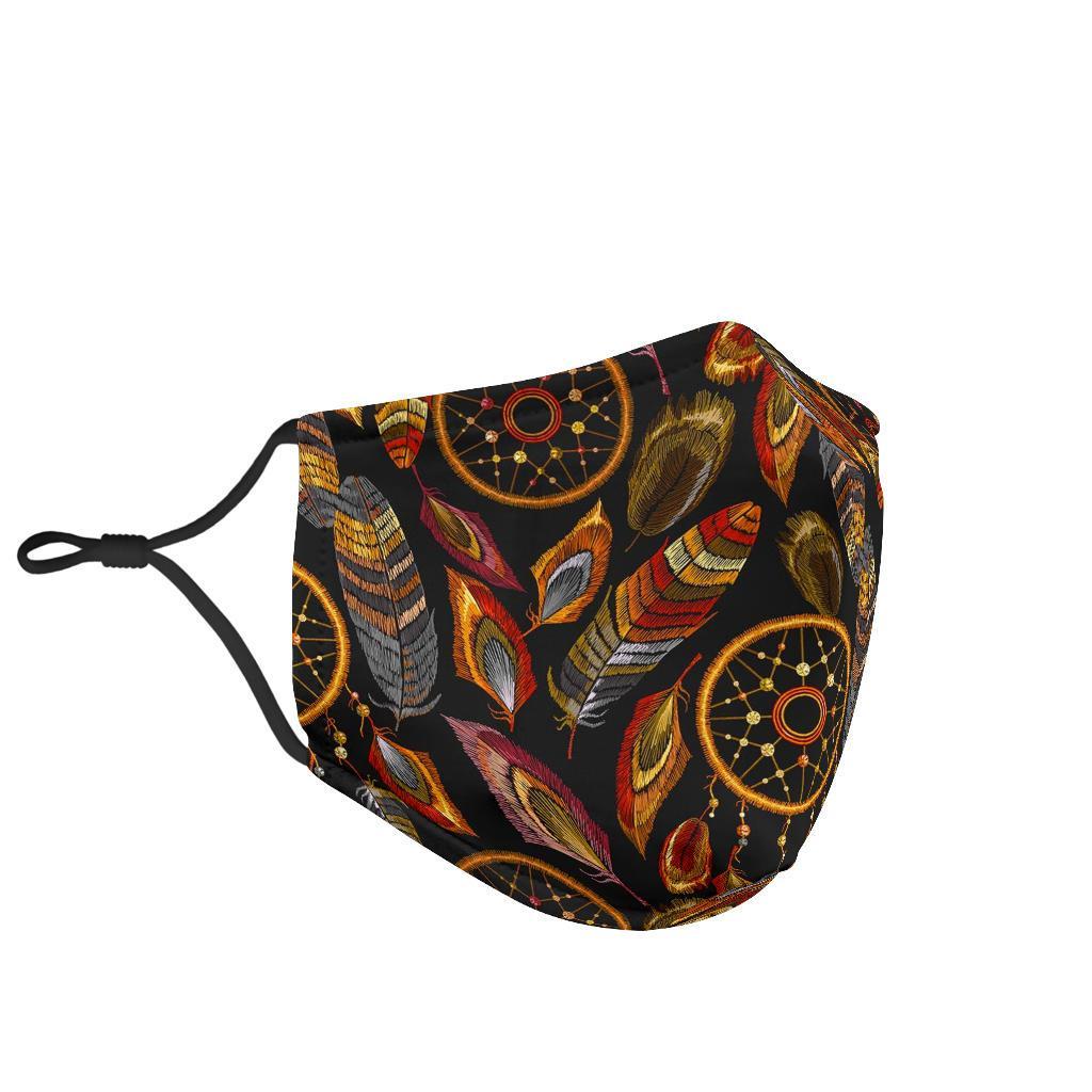 Brown Boho Peacock Dream Catcher Feather Face Mask-grizzshop