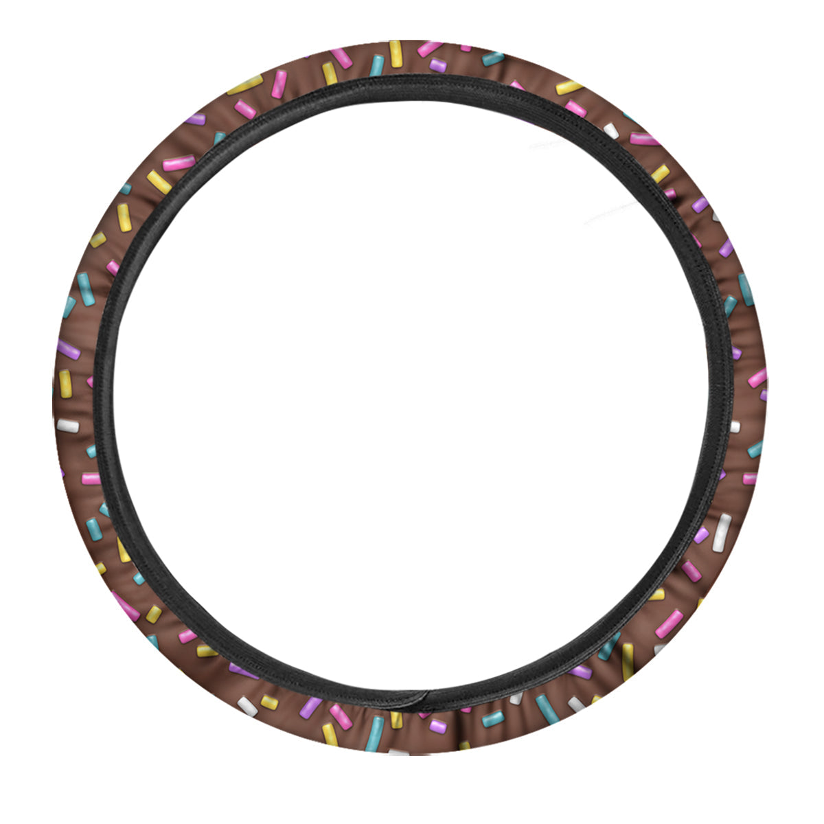 Brown Candy Sprinkles Sweet Print Pattern Car Steering Wheel Cover-grizzshop