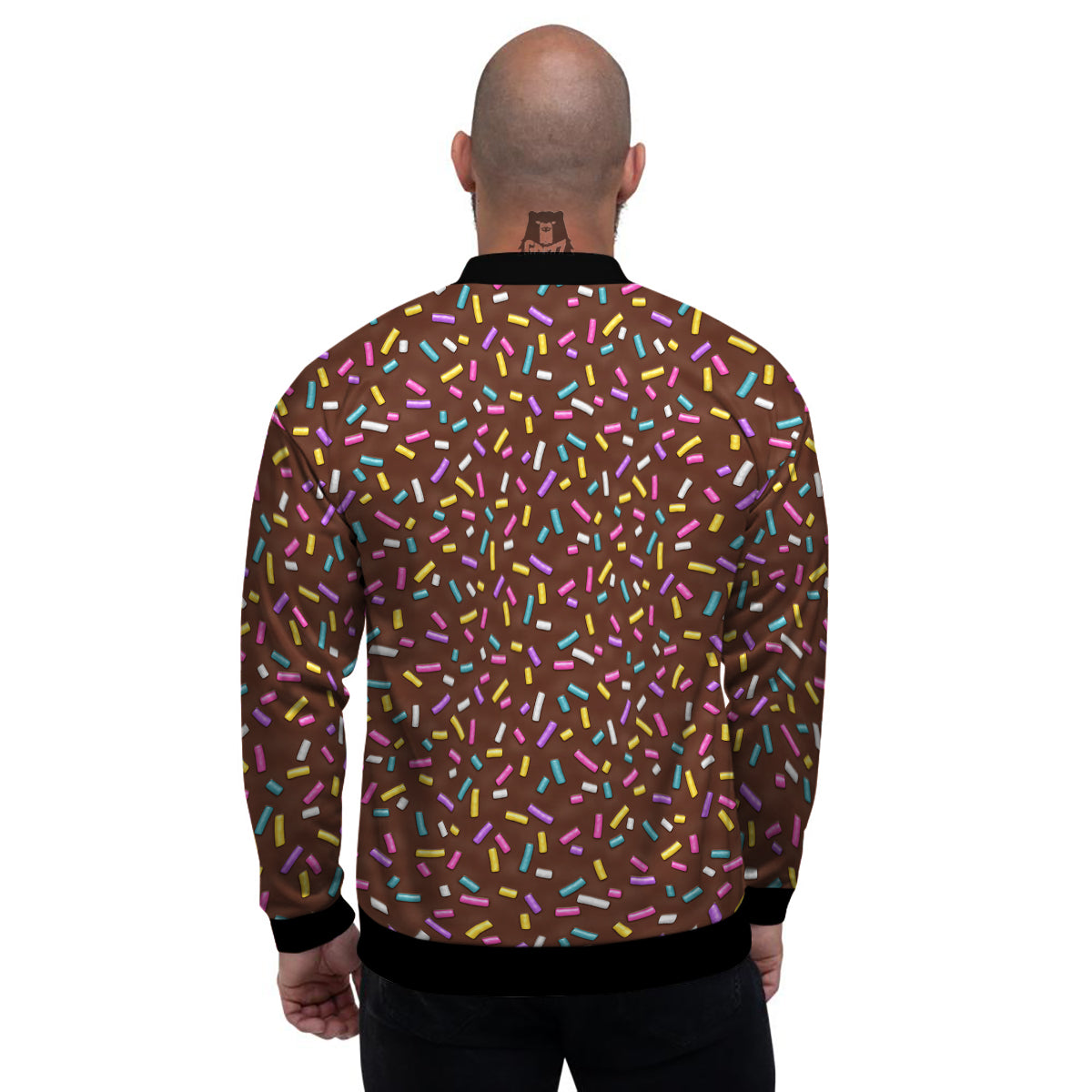 Brown Candy Sprinkles Sweet Print Pattern Men's Bomber Jacket-grizzshop