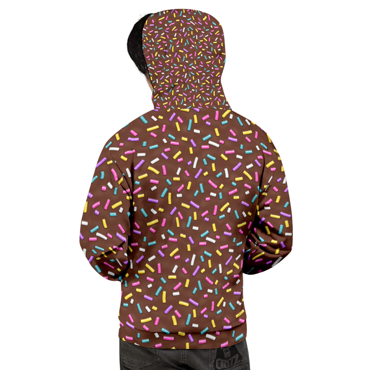 Brown Candy Sprinkles Sweet Print Pattern Men's Hoodie-grizzshop